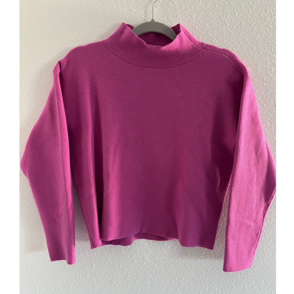 Maeve Anthropologie The Carys Mock-Neck Sweater Womens XS Purple Cropped Classic